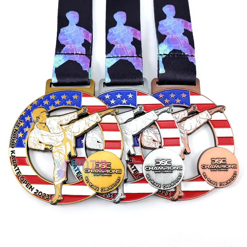 Custom 3D Gold Silver Bronze Zinc Alloy Metal Medalla Jiu Jitsu Judo Kung Fu Karate Taekwondo Medal