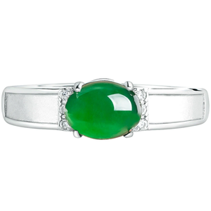 S925 <b>silver</b> <b>set</b> with natural A-grade jadeite egg-shaped gemstone <b>ring</b> in ice-grade jadeite. Women's fashionable adjustable <b>ring</b> - Product Image 5