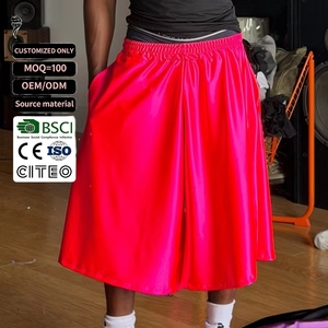 Shorts de basket amples en satin pour l'été, longueur 3/4, style streetwear, vente en gros - Product Image 1