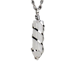 Collana Unisex con Pendente in Cristallo Naturale di Ametista, Colonna Esagonale a Punta Singola, a Forma di Serpente, in Argento, Regalo Classico - Product Image 2