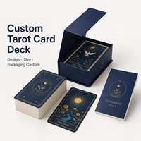 Jeu de cartes de tarot personnalisées Mystic Star Moon, cartes de tarot vintage avec feuille d'or, boîte de rangement rigide et guide d'instructions, logo OEM