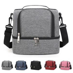Insulated Lunch Bag Portable Insulated Cooler Bag With Shoulder Strap For Outdoor Use Gray Navy Blue Black Red Pink - Product Image 1