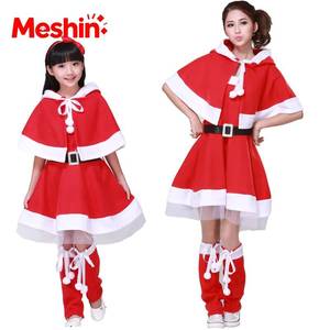 Costume de Noël rouge en polyester pour filles et enfants, tenue de Père Noël, vêtements de fête, best-seller de MS - Product Image 3