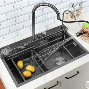 Fregadero de Cocina Grande de Acero Inoxidable Nano Hecho a Mano con Grifo con Pantalla Digital para Uso Doméstico - Product Image 3