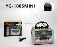 Eletree YG-1085MINI Retro Mini Tragbarer Solar-BT-Lautsprecher mit Disco-LED, AM/FM/SW 3-Band-Radio und LED-Taschenlampe