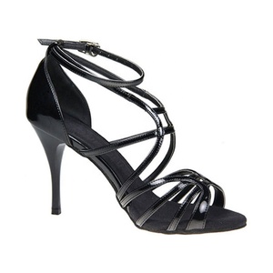 Sepatu Dansa Tango Hak Tinggi PU Hitam Seksi - Product Image 1