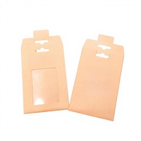 Boîtes plates en papier kraft brun personnalisées avec logo, pour emballage cadeau, avec crochet et fenêtre