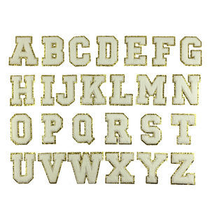 <span class=keywords><strong>Patches</strong></span> de Letras <span class=keywords><strong>Varsity</strong></span> Bordados em Verde Natalino com Glitter em PU <span class=keywords><strong>Chenille</strong></span>, 8cm de Altura, Personalizados com Iniciais do Alfabeto - Product Image 3