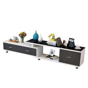 Mueble de TV de Vidrio Templado y MDF con Cajones, <span class=keywords><strong>Mesa</strong></span> de Centro Moderna y Minimalista para Sala de Estar, Fácil de Armar - Product Image 4