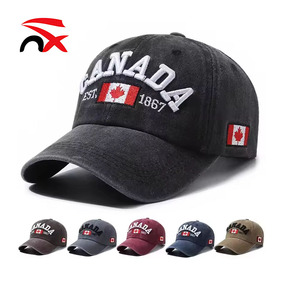 도매 패션 씻어 야구 모자 조정 가능한 캐주얼 면 캐나다 메이플 리프 스냅 백 모자 성인용 - Product Image 1
