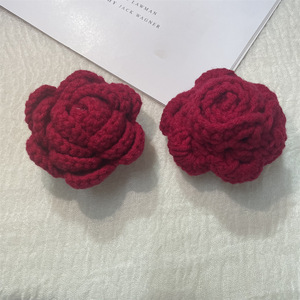 Personnalisé tricot fleur tête main fil Bouquet ornement <span class=keywords><strong>oeillet</strong></span> Rose épingle à cheveux broche bricolage <span class=keywords><strong>couture</strong></span> vêtements accessoires - Product Image 2