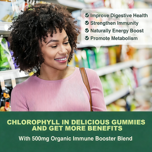 Compléments alimentaires en gommes de chlorophylle bio, véganes, sans sucre, saveur naturelle, 100 mg, pour la détoxification corporelle et les antioxydants, vente en gros sur mesure - Product Image 5