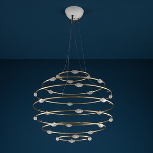 Lustre sphérique moderne en métal doré LED 220V, plafonnier rond pour salon, villa à plafond haut - Product Image 1