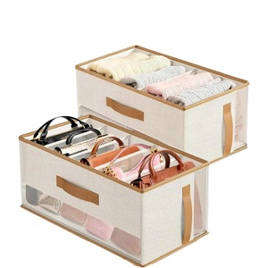 Square Fabric Storage Box Dustproof Large Capacity Compartments 35L Pants Bags Clothing Organizer Household <b>Wardrobe</b> - Product Image 1