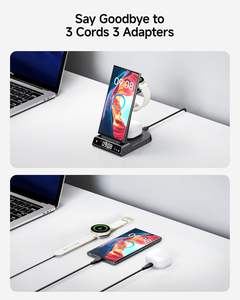 Estación de Carga Inalámbrica Magnética 3 en 1 con Puerto USB Tipo C e Indicador de Carga para S25 Ultra/S24 Ultra/S23/S22/<span class=keywords><strong>Note</strong></span> 20/Z Flip 7/Fold - Product Image 5