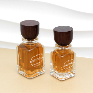 Luxury Clear Glass <b>Perfume</b> Bottles 30ml 50ml 100ml Square Eco-friendly Recyclable with Wooden Cap and Screen Printing - Product Image 6