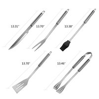 Ensemble de 5 accessoires de barbecue en acier inoxydable pour charbon de bois avec sac de transport