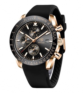 Montre chronographe classique pour homme OEM ODM, étanche, bracelet en silicone, lunette tachymetre, sport, mode, calendrier, quartz - Product Image 2