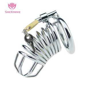 SacKnove yetişkin seks oyuncakları esaret fetiş <span class=keywords><strong>Abstinence</strong></span> aracı erkek <span class=keywords><strong>Penis</strong></span> yüzükler horoz kilit cihazlar için <span class=keywords><strong>Metal</strong></span> Chastity kafes erkekler - Product Image 1