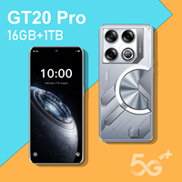 Smartphone 5G GT20 Pro 7,3 pouces Android 14 Écran HD grand format Processeur Deca Core Charge rapide 65W pour le jeu