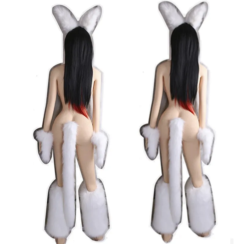 Giocattolo del sesso gli uomini e le donne con il metallo bianco coda di volpe coda del cane di trasporto posteriore corte anale plug anale plug anale del sesso