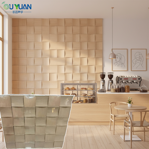Panneaux acoustiques 3D modernes en mosaïque, design modulaire, placage de bois PVC, MDF, fibre de polyester, baffles géométriques en puzzle pour plafonds et murs - Product Image 1