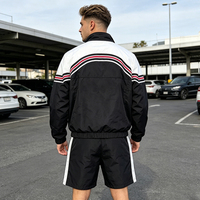 Ensemble Sport Décontracté Homme Tendance Bicolore OEM ODM – Haut Manches Courtes Coupe-Vent et Short à Cordon – Deux Pièces pour l'Été