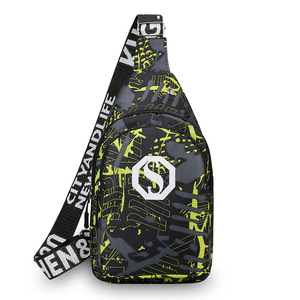 Sac de poitrine pour hommes, motif géométrique, grande capacité, sac à bandoulière pour sports de plein air, pour voyage et loisirs - Product Image 5