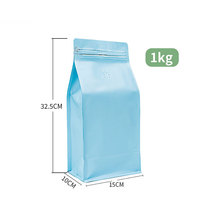 Sac d'emballage pour café personnalisé de 2 lb, boîte, pochette, fond plat, sac d'emballage pour grains de café de 1 kg avec valve unidirectionnelle et fermeture éclair