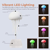 Lampe Méduse Dansante Intelligente Rechargeable RVB à Dégradé, Lampe de Chevet Méduse, Lumière Ambiante, Veilleuse Méduse à Commande Vocale