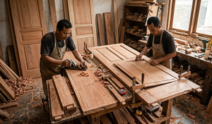 Puerta de Madera Sólida Meranti de Alta Calidad, Puerta Interior y Exterior con Acabado Liso, Tamaño Personalizado, Marco Resistente y Duradero, Diseño Moderno - Product Image 4
