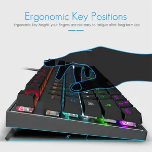 MK-X60 धातु पैनल यांत्रिक कीबोर्ड गेमिंग ergonomic वायर्ड कीबोर्ड रंगीन एलईडी बैकलिट गेमिंग कीबोर्ड