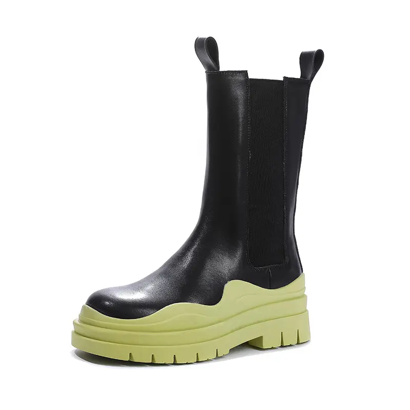 Nian OEM Botas femininas 2021 סתיו החורף חדש עזיבות עור עבה תחתון נשים של מגפיים