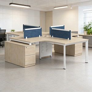 Escritorio de Estación de Trabajo, Muebles de Oficina Modulares, Estación de Trabajo de Oficina de 4 Plazas, Mesa de Oficina con División en Cubículos, Escritorio de Estación de Trabajo - Product Image 1