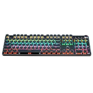 Retro Punk Style Backlit Mechanical Keyboard Electroplating Knob Wired Gaming Keyboard For <b>Computer</b> - Product Image 4