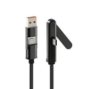 Cable de Datos USB 2.0 3 en 1 con Soporte Giratorio de 360° y Carga Rápida, de Cobre Puro para Android/iPhone (1.5m) - Product Image 1