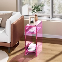 Table d'appoint pliable moderne en acrylique transparent, table de chevet étroite pour chambre à coucher et salon, table d'appoint mince