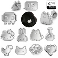 Cute ASTM F136 Titanium 18K Gold Plated Cartoon Pattern Labert Lip Stud Internal Thread Body Piercing Jewelry Wedding Gift Party