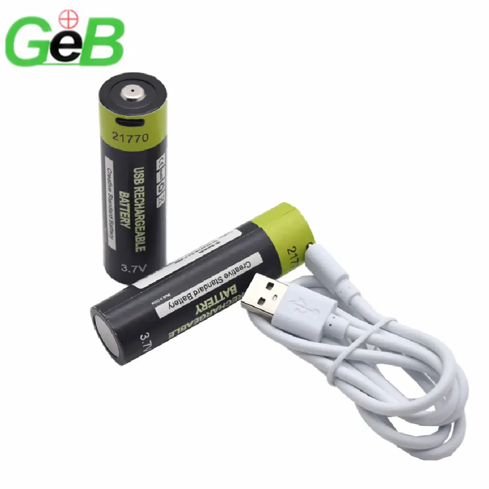 Toptancı GEB 3.7V 21700 5000mAh USB pil hızlı şarj INR21700 Usb şarj edilebilir pil aydınlatma için 3.7V lityum pil