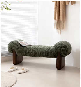 Banco Minimalista Italiano <span class=keywords><strong>de</strong></span> <span class=keywords><strong>Madera</strong></span> Maciza con Chenilla Jacquard, Pieza <span class=keywords><strong>de</strong></span> Diseño <span class=keywords><strong>para</strong></span> Sala <span class=keywords><strong>de</strong></span> Estar, <span class=keywords><strong>Pie</strong></span> <span class=keywords><strong>de</strong></span> <span class=keywords><strong>Cama</strong></span> y Entrada - Product Image 2