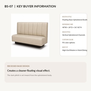 Banquette de restaurant moderne rembourrée BS-07, base flottante, siège en cuir PU, 48Lx24Px36H, ensemble de chaises pour café, 2 places, garantie 3 ans - Product Image 1