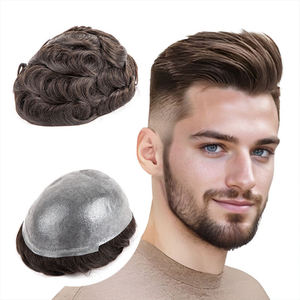 Système de remplacement capillaire pour <span class=keywords><strong>homme</strong></span> en cheveux naturels, ultra-fin, avec base en polyuréthane (PU) de 0,03 mm, type toupet ou complément capillaire - Product Image 3