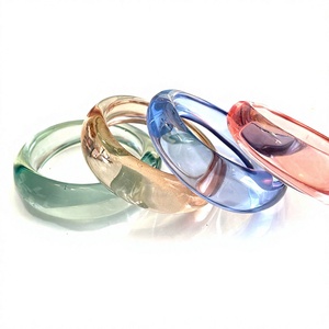 Irregular Resin Bangle Sculpture <b>Bracelet</b> Stylish Artistic Fashion Pink Green Colorful Minimalist Design Collectible Decor - Product Image 5