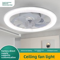 Ventilateur de plafond LED moderne et minimaliste pour chambre et bureau, oscillant, trois couleurs, variateur d'intensité, commande intelligente, ultra-simple