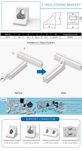 高品質認定の<span class=keywords><strong>H</strong></span>スタイルCNCストロングブラケット2穴4545押し出しアルミニウムプロファイル用のストロングブラケット接続角度 - Product Image 5