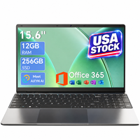 Ordinateur portable professionnel 15,6 pouces prêt à être expédié depuis l'entrepôt américain, Intel J4105, 12 Go de RAM, 256 Go de SSD, écran FHD IPS, ordinateur portable pour le bureau