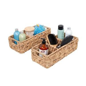 ชุดตะกร้าผักตบชวาธรรมชาติ2ใบพับได้สำหรับตกแต่งบ้าน - Product Image 3