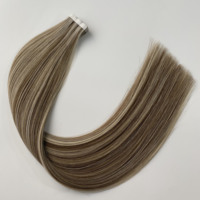 Extensions de cheveux à bandes adhésives invisibles 2026, en cheveux Remy vierges chinois, lisses et soyeux, blond cendré, sans nœuds