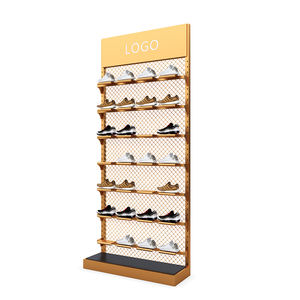 Exhibidores <span class=keywords><strong>de</strong></span> Tienda <span class=keywords><strong>de</strong></span> <span class=keywords><strong>Calzado</strong></span> <span class=keywords><strong>de</strong></span> Baloncesto, Estructura Personalizada <span class=keywords><strong>de</strong></span> Metal Dorado, Estante <span class=keywords><strong>de</strong></span> Exhibición <span class=keywords><strong>de</strong></span> Zapatos <span class=keywords><strong>para</strong></span> <span class=keywords><strong>Hombre</strong></span> Montado en la Pared - Product Image 1