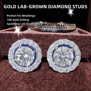 Boucles d'oreilles clous classiques RAMDUT IMPEX en or blanc tendance avec diamants de laboratoire pour femmes, idéales pour mariages ethniques, fêtes et fiançailles AU750 - Product Image 2